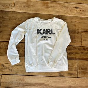 Karl Lagerfeld White Paris Sweater, lace detail Women’s M